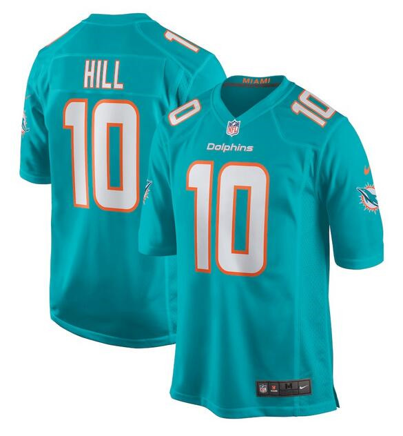 Men's Miami Dolphins #10 Tyreek Hill Aqua Stitched Game Jersey Men's Miami Dolphins #10 Tyreek Hill Aqua Stitched Game Jersey